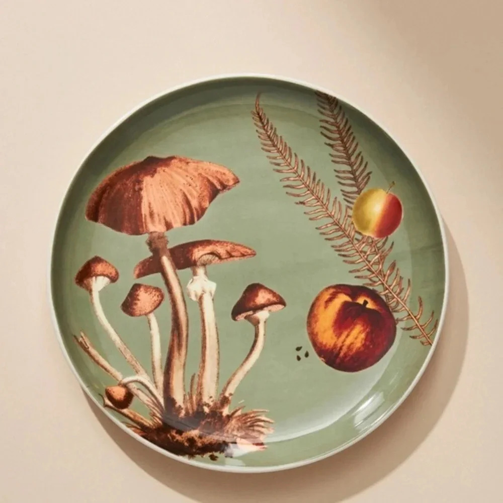 NWT Set of 8 Anthropologie Fungi Nature Studies Dessert Plates